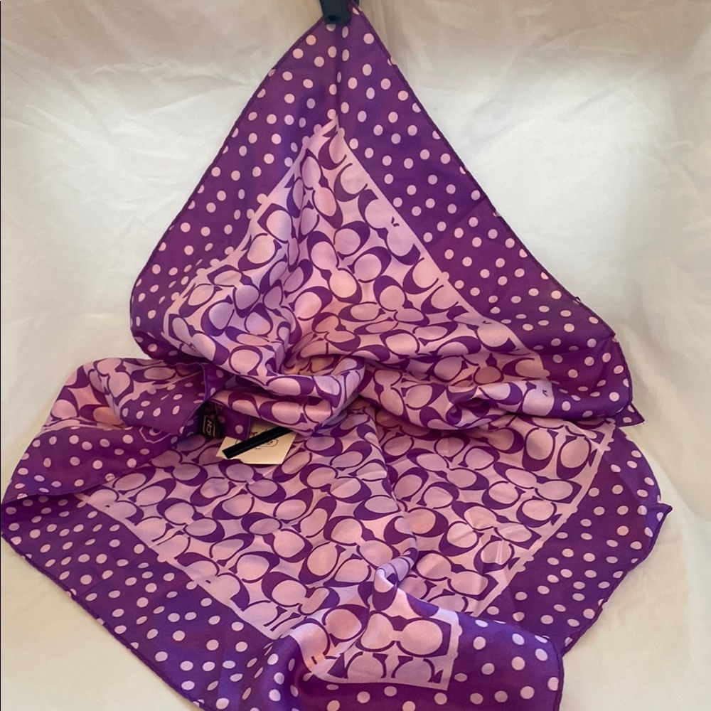 Coach Purple and Pink Ombré Silk Scarf - Picture 4 of 4